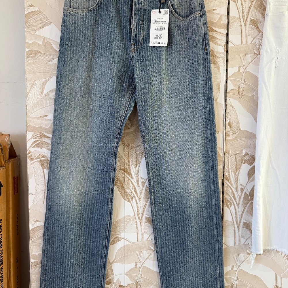 ZARA Collection Mid-Rise Straight Leg Stripe Jeans – Modern Classic - Picture 8 of 10